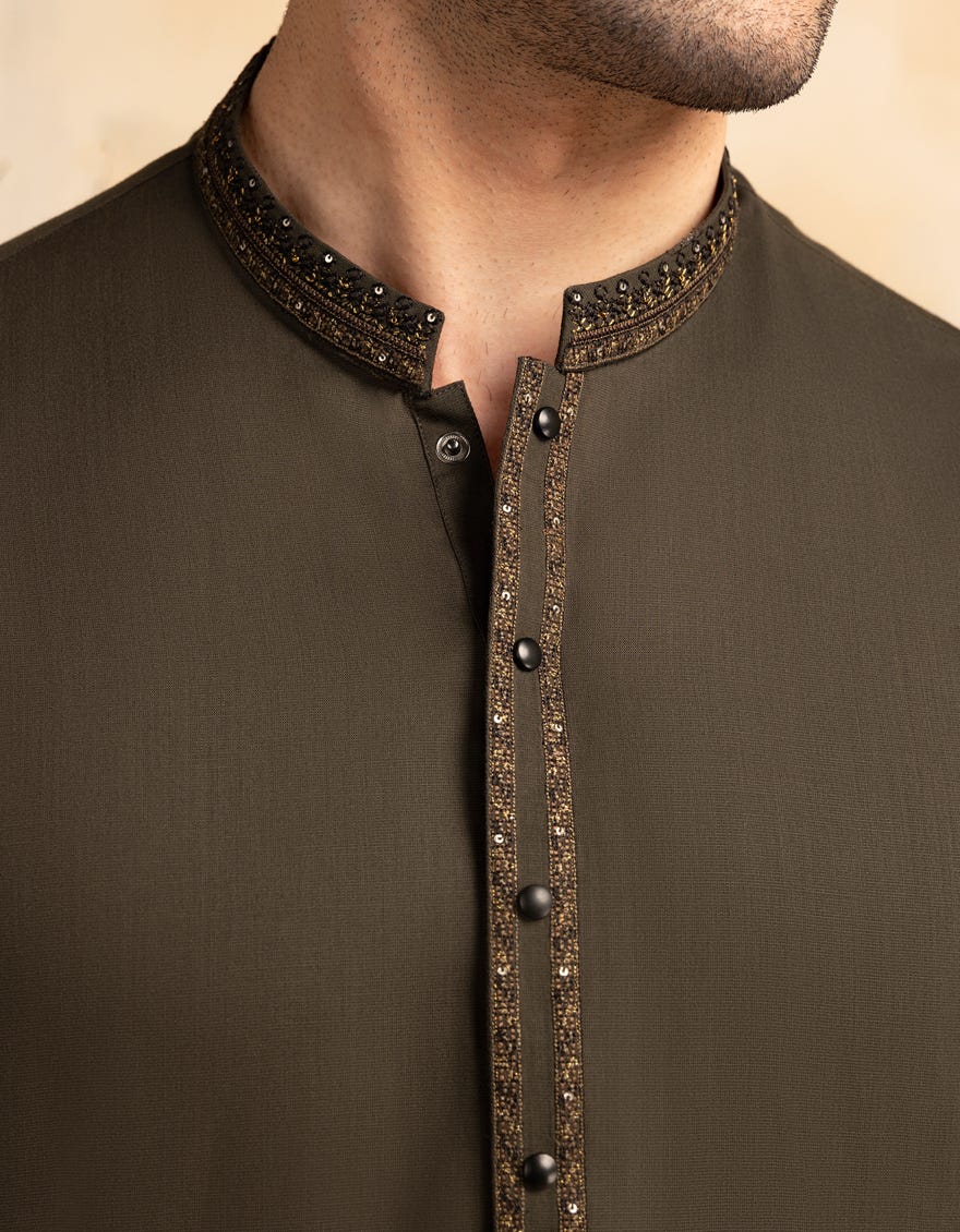 DARK GREEN BLENDED FORMAL KAMEEZ SHALWAR