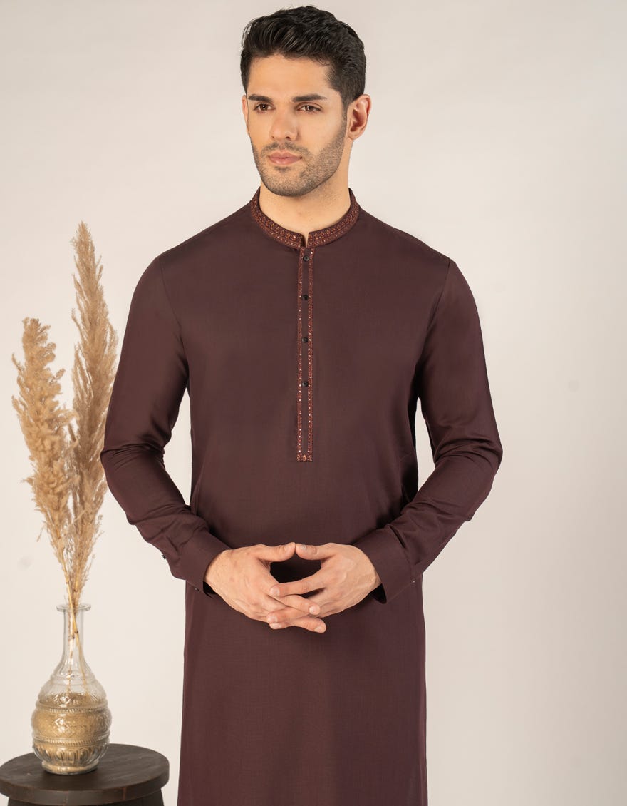MAROON BLENDED FORMAL KAMEEZ SHALWAR
