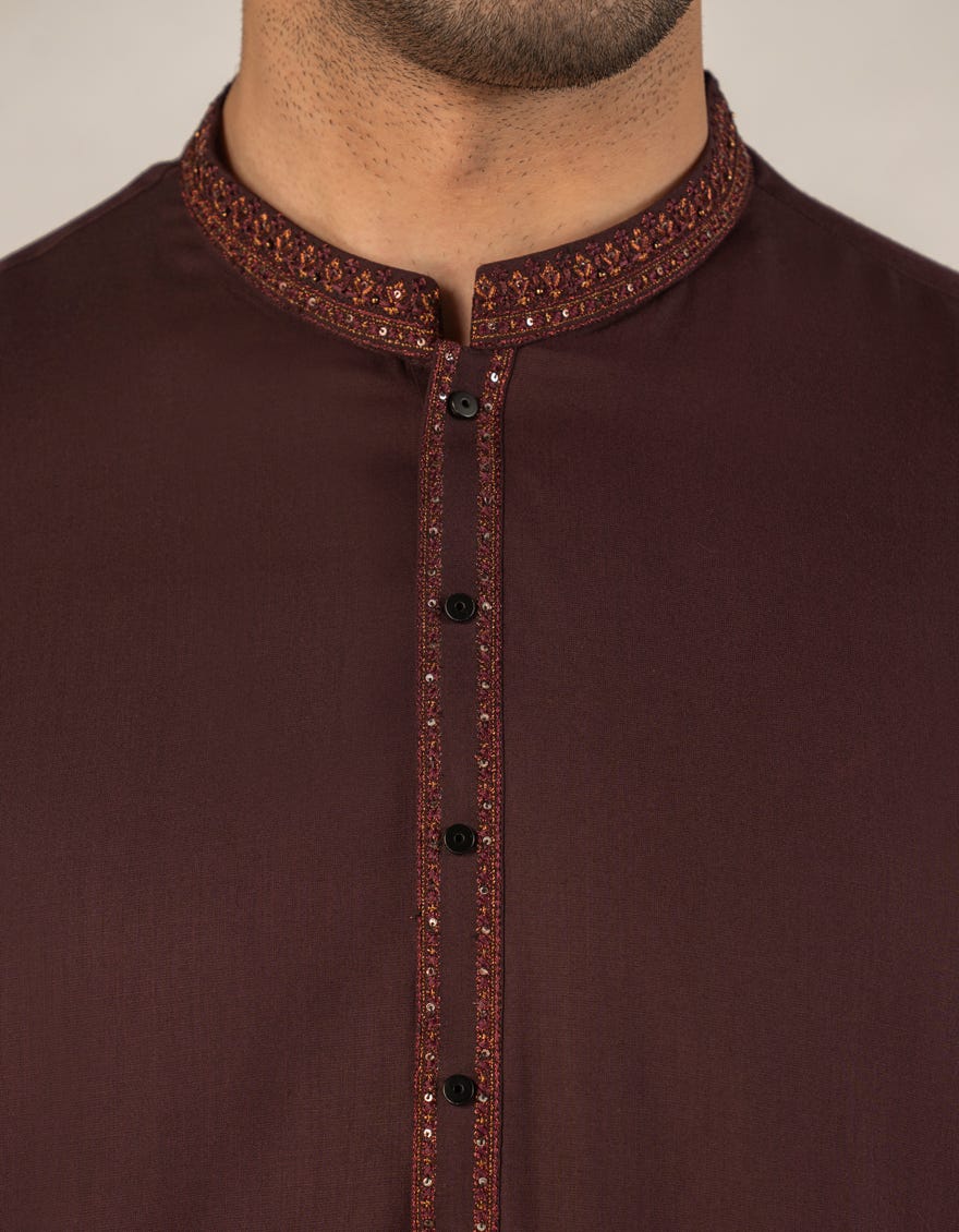 MAROON BLENDED FORMAL KAMEEZ SHALWAR
