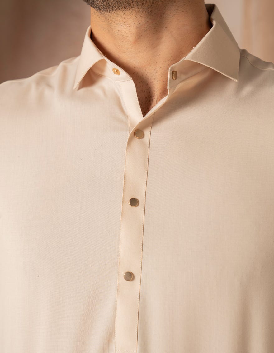 CREAM BLENDED CASUAL KAMEEZ SHALWAR