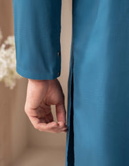 BLUE COTTON SEMI-FORMAL KAMEEZ SHALWAR