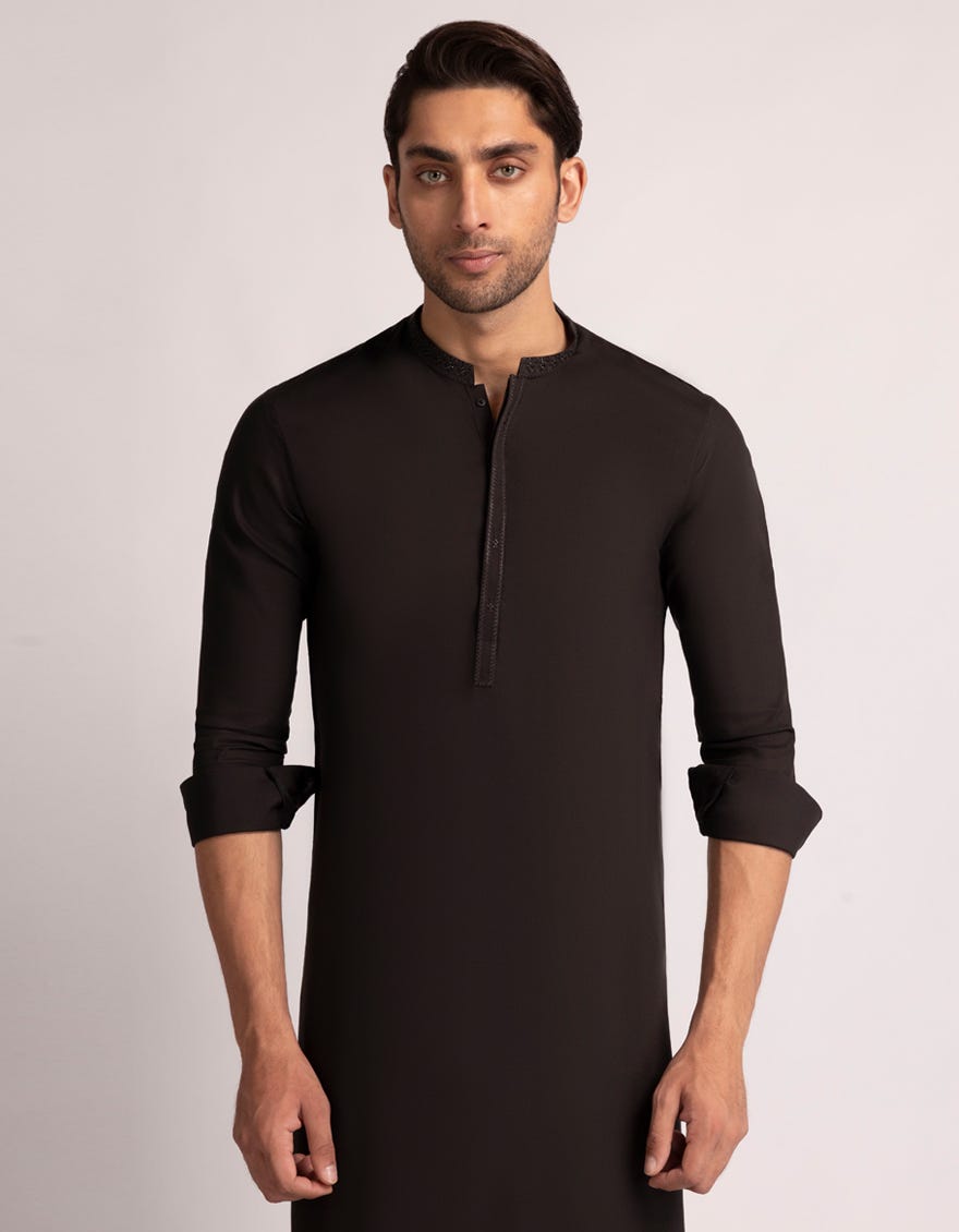 DARK BROWN SEMI-FORMAL KAMEEZ SHALWAR
