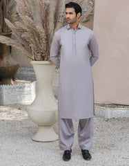 ASH GREY COTTON UNSTITCHED KAMEEZ SHALWAR FABRIC | JJMS-2064