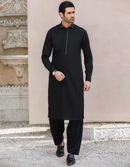 BLACK COTTON UNSTITCHED KAMEEZ SHALWAR FABRIC | JJMS-2064