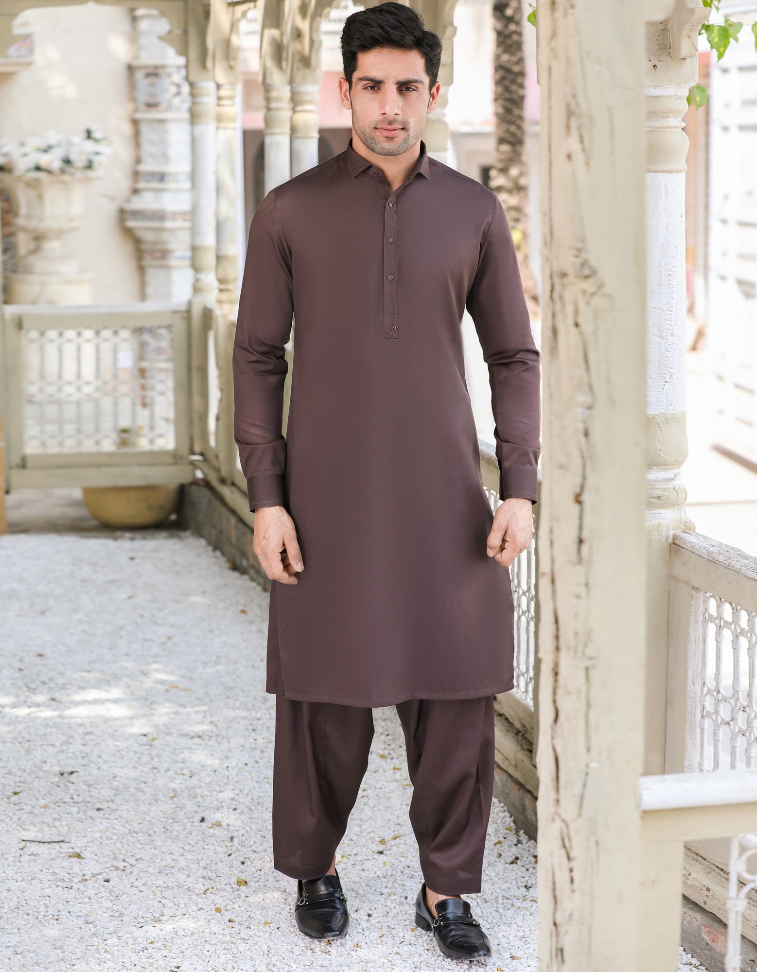 BROWN COTTON UNSTITCHED KAMEEZ SHALWAR FABRIC | JJMS-2064