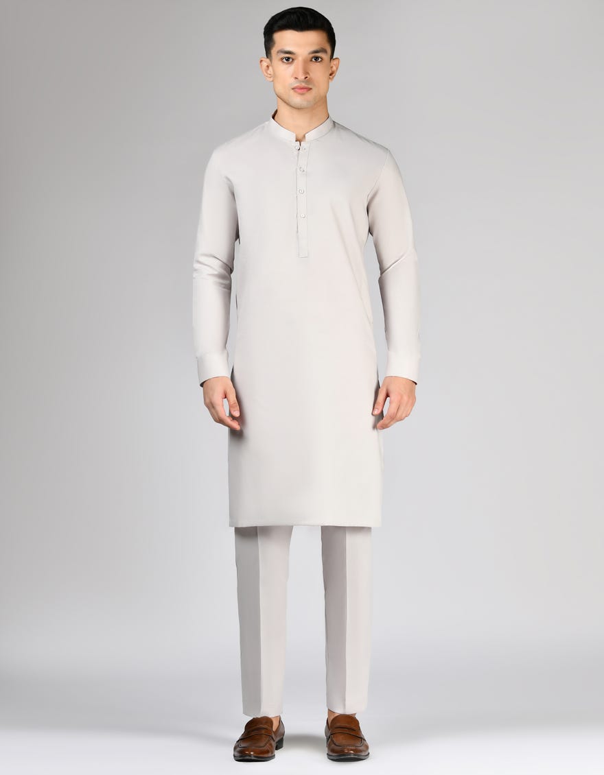 ECRU BLENDED UNSTITCHED KAMEEZ SHALWAR FABRIC | JJMS-2896