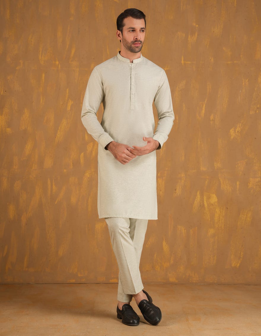 ASH WHITE BLENDED UNSTITCHED KAMEEZ SHALWAR FABRIC | JJMS-2958