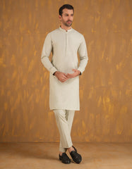 ASH WHITE BLENDED UNSTITCHED KAMEEZ SHALWAR FABRIC | JJMS-2958