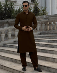BROWN COTTON UNSTITCHED KAMEEZ SHALWAR FABRIC | JJMS-3004