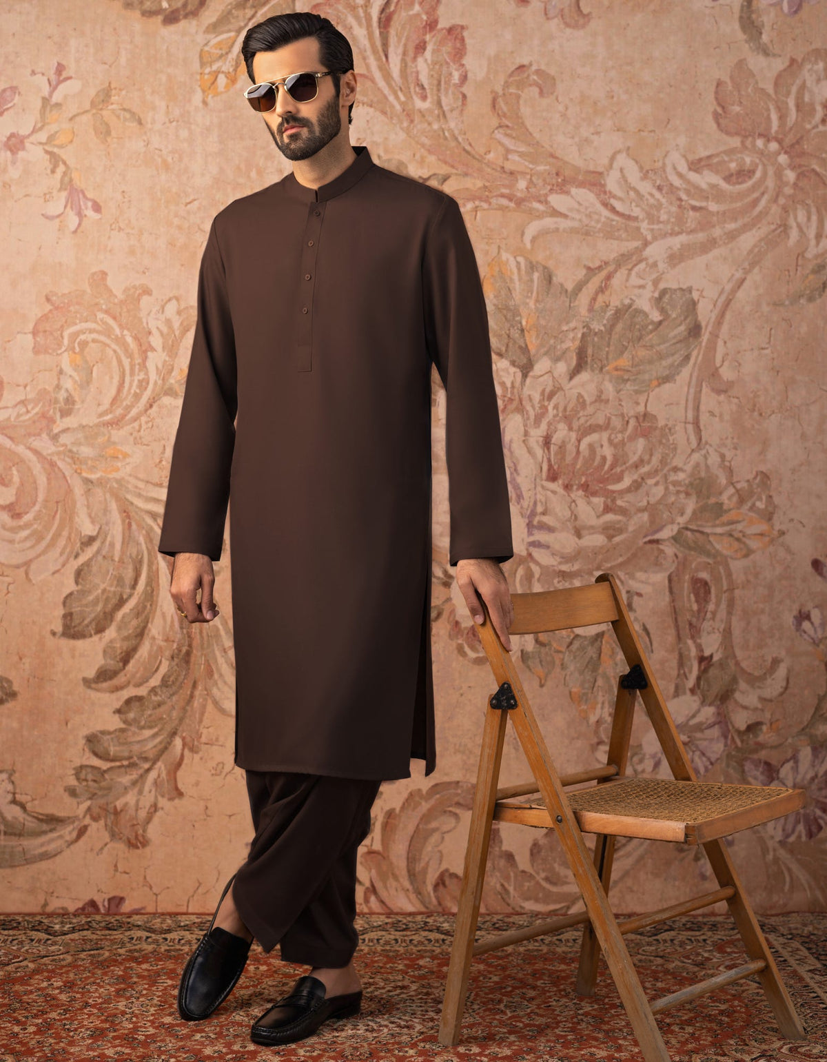 BROWN BLENDED UNSTITCHED KAMEEZ SHALWAR FABRIC | JJMS-3005