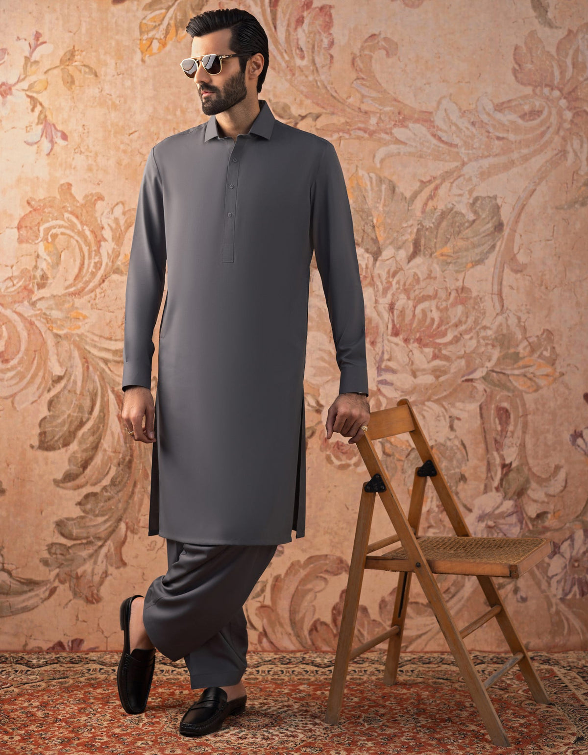 GREY BLENDED UNSTITCHED KAMEEZ SHALWAR FABRIC | JJMS-3005