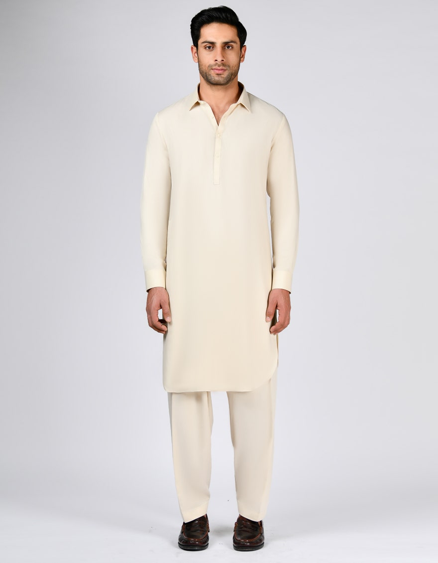 CREAM BLENDED UNSTITCHED KAMEEZ SHALWAR FABRIC | JJMS-3045