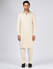 CREAM BLENDED UNSTITCHED KAMEEZ SHALWAR FABRIC | JJMS-3045