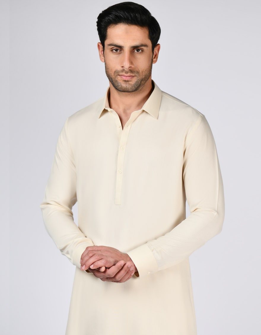 CREAM BLENDED UNSTITCHED KAMEEZ SHALWAR FABRIC | JJMS-3045