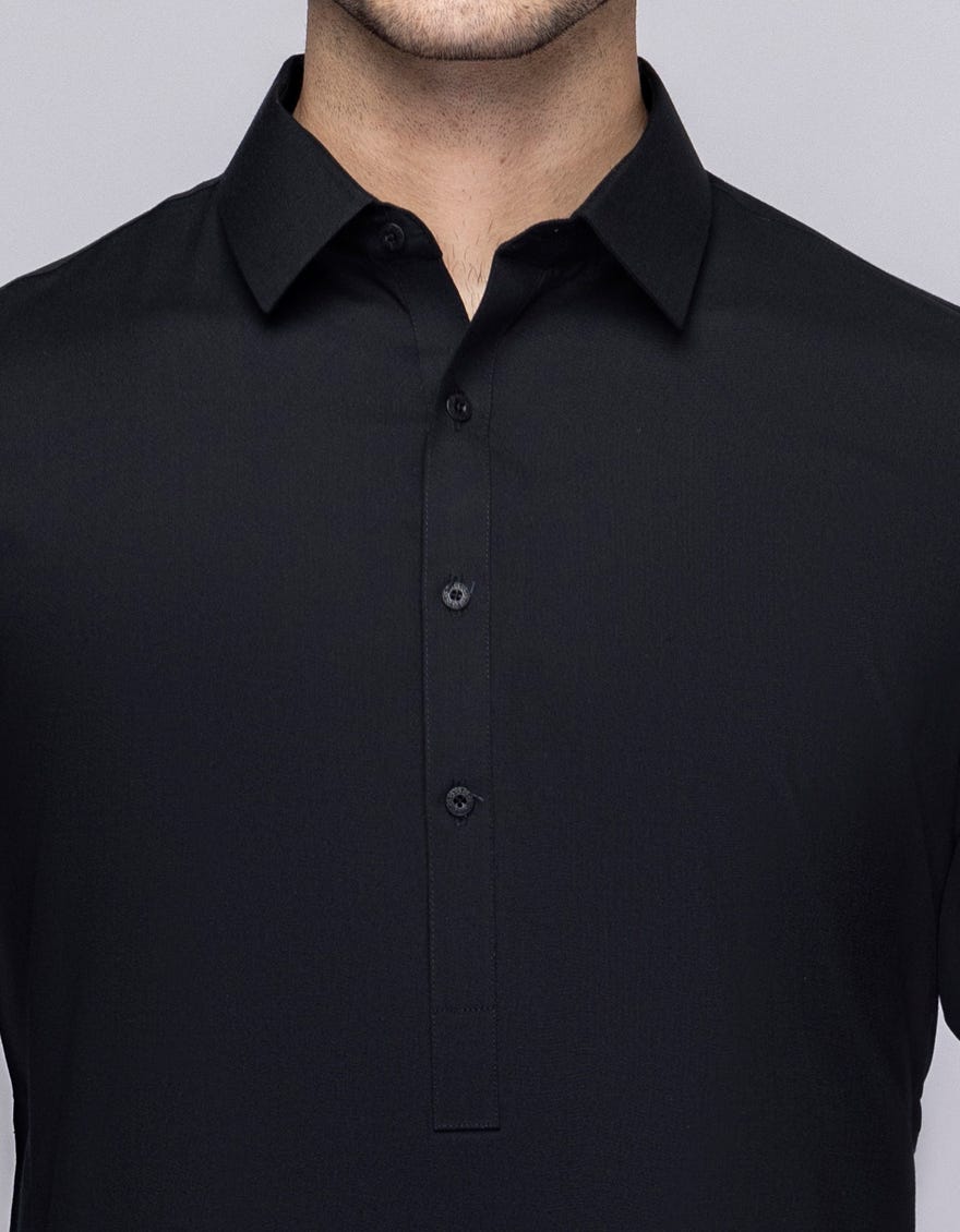 BLACK COTTON UNSTITCHED KAMEEZ SHALWAR FABRIC | JJMS-3084