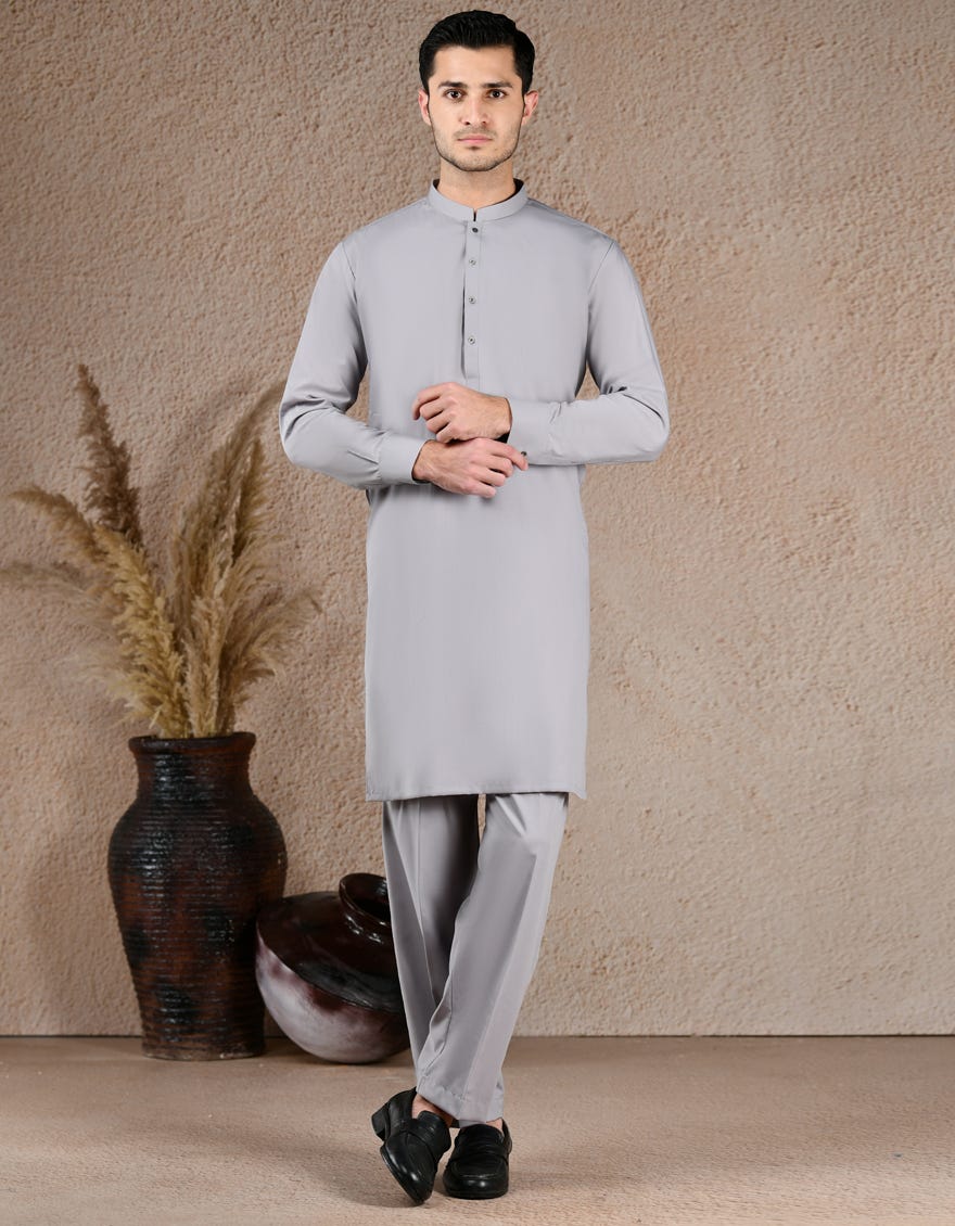 GREY BLENDED UNSTITCHED KAMEEZ SHALWAR FABRIC