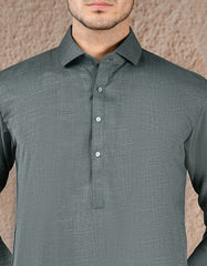 BLUE BLENDED UNSTITCHED KAMEEZ SHALWAR FABRIC