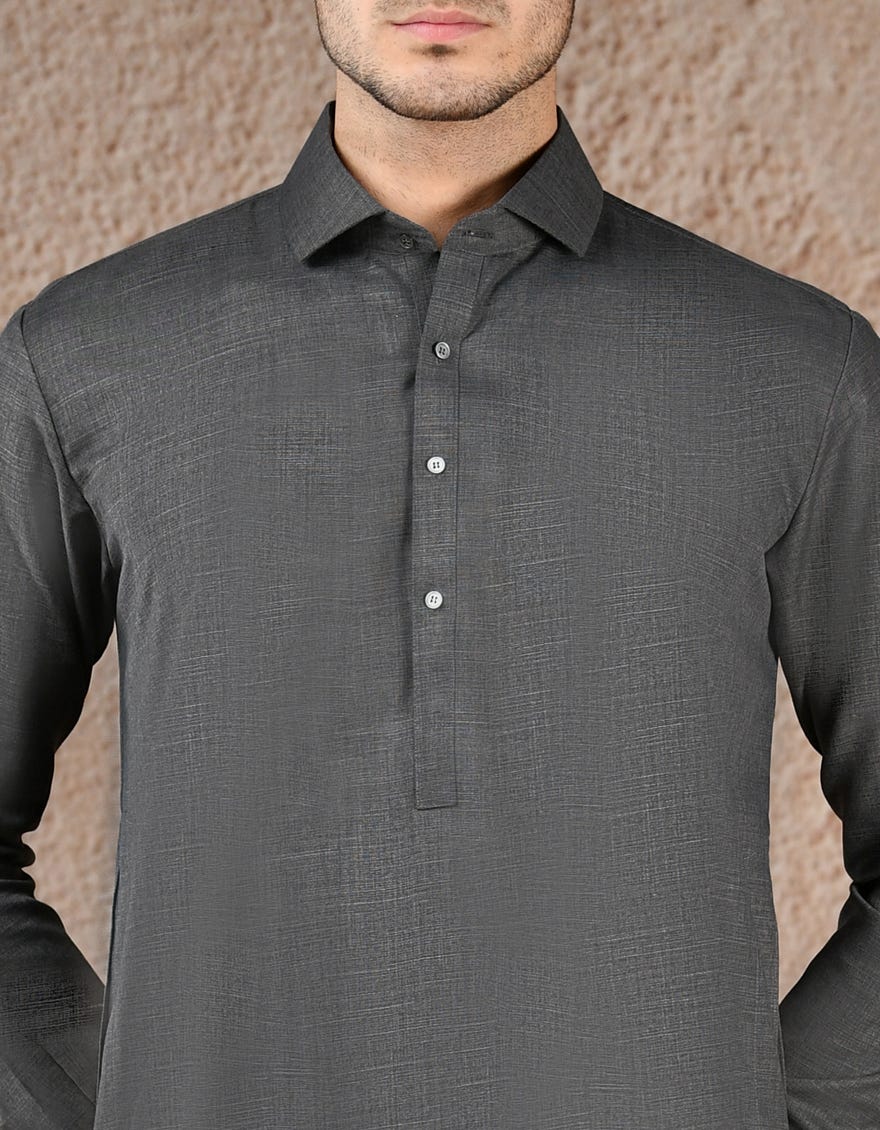 DARK GREY BLENDED UNSTITCHED KAMEEZ SHALWAR FABRIC