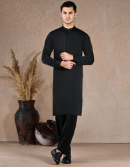BLACK BLENDED UNSTITCHED KAMEEZ SHALWAR FABRIC