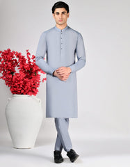 HATCHED BLUE COTTON UNSTITCHED KAMEEZ SHALWAR FABRIC
