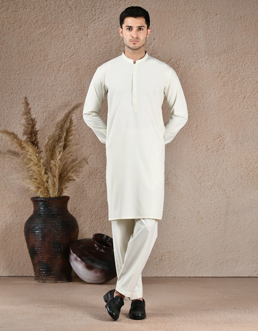 ECRU BLENDED UNSTITCHED KAMEEZ SHALWAR FABRIC