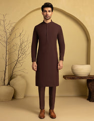 CHOCOLATE BROWN UNSTITCHED KAMEEZ SHALWAR FABRIC