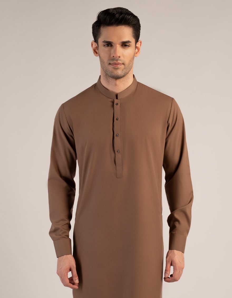 BROWN UNSTITCHED KAMEEZ SHALWAR FABRIC
