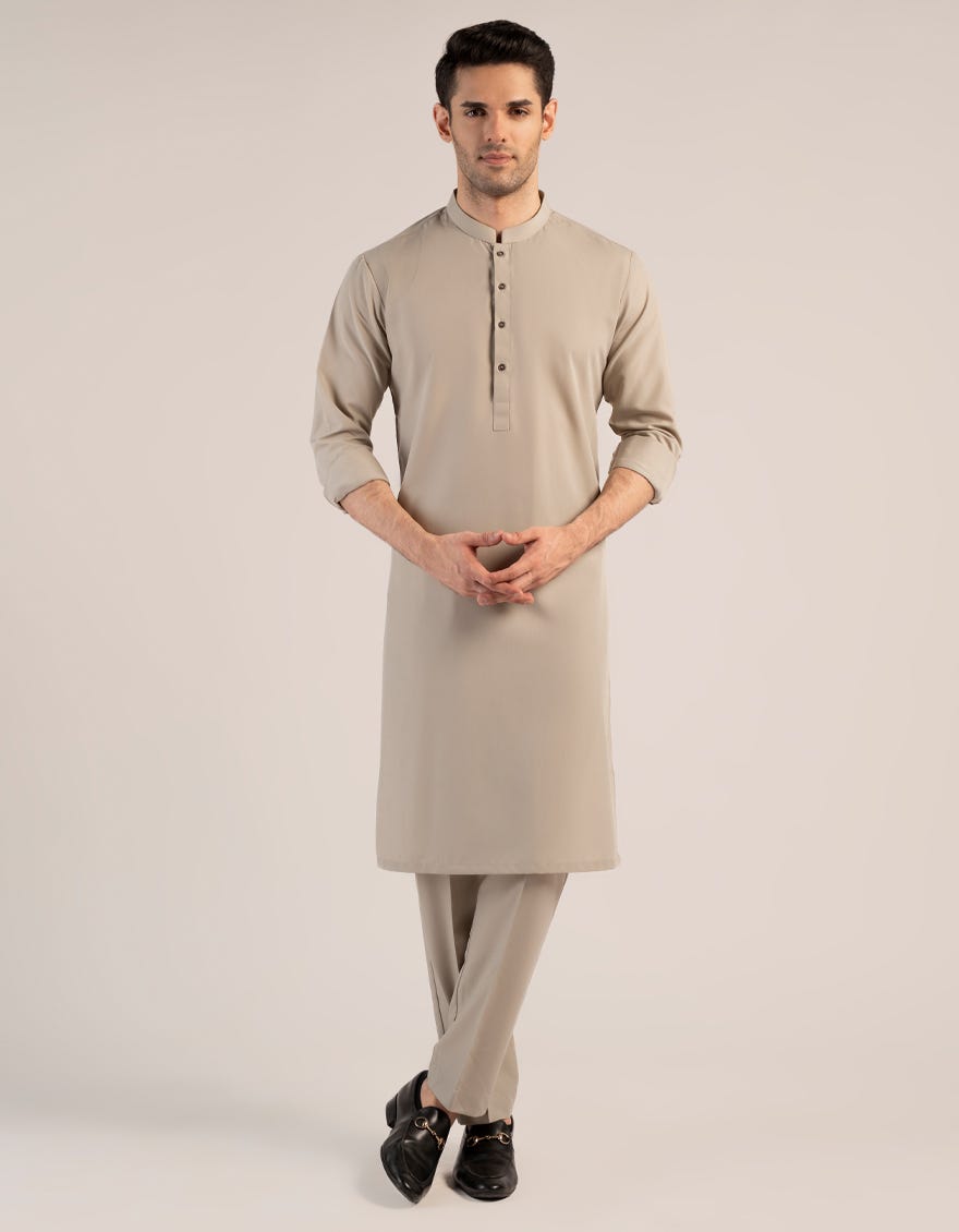 DARK BEIGE UNSTITCHED KAMEEZ SHALWAR FABRIC