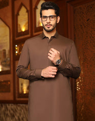 ESPRESSO BROWN COTTON UNSTITCHED KAMEEZ SHALWAR FABRIC | JJMS-7038-TSR