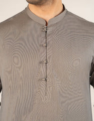 STONE GREY COTTON CASUAL SHORT KURTA TROUSER