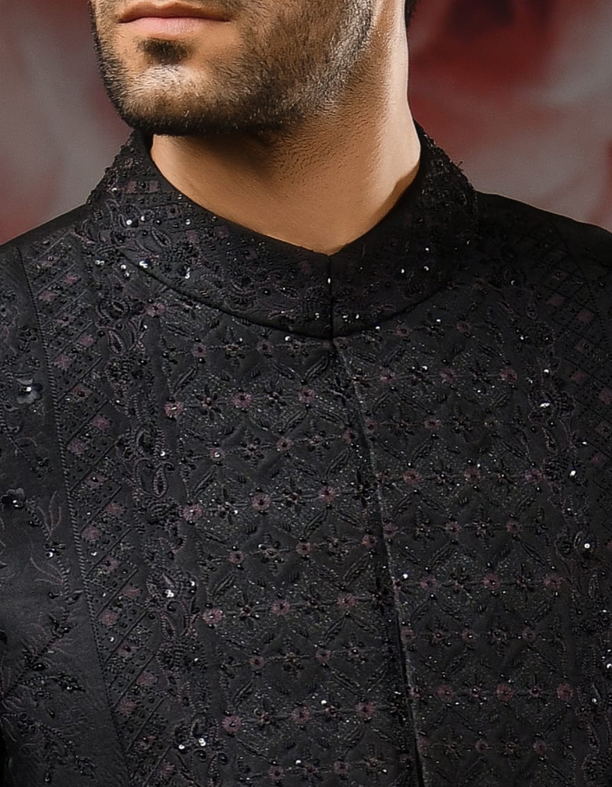 BLACK SHERWANI | JJSW-537