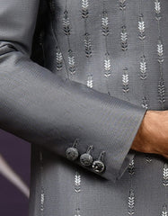 HEATHER GREY SUITING SHERWANI | JJSWP-538