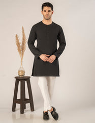 BLACK BUNNAT COTTON CASUAL SHORT KURTA