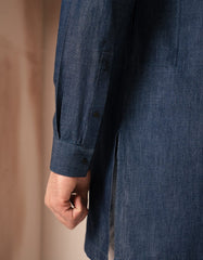 DENIM BLUE COTTON CASUAL SHORT KURTA