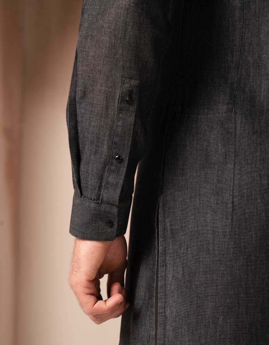 DENIM BLACK COTTON CASUAL SHORT KURTA