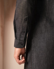 DENIM BLACK COTTON CASUAL SHORT KURTA