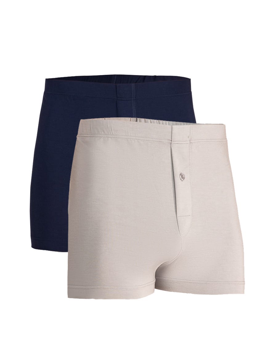 GREY & NAVY PACK OF 2 COTTON BOXER