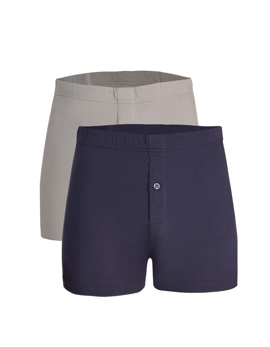 GREY & NAVY PACK OF 2 MODAL BOXER