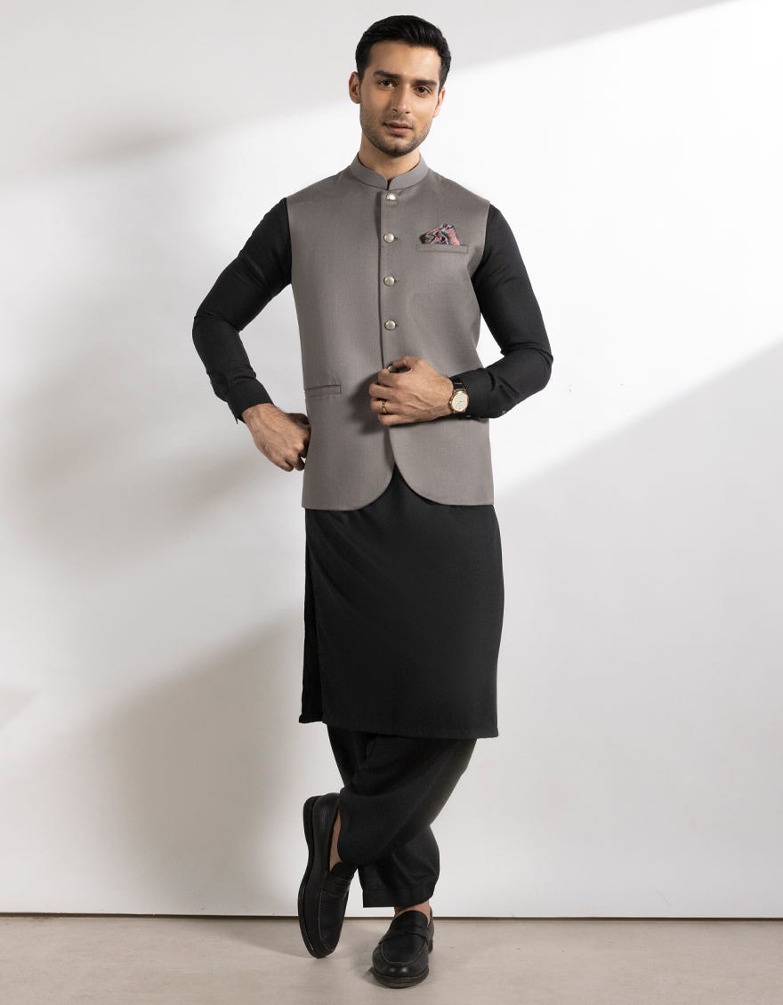 STONE GREY SUITING WAISTCOAT