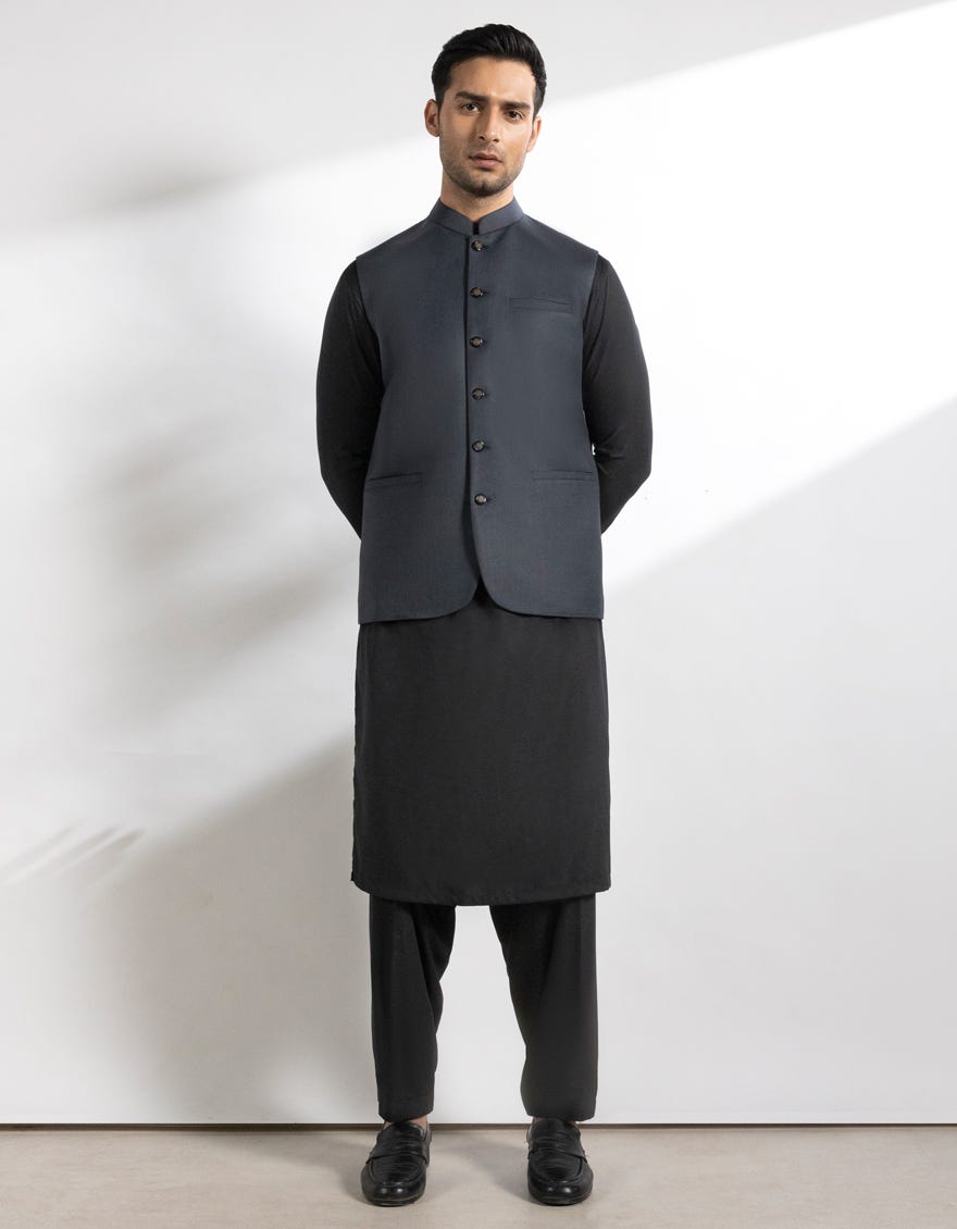 CHARCOAL SUITING WAISTCOAT
