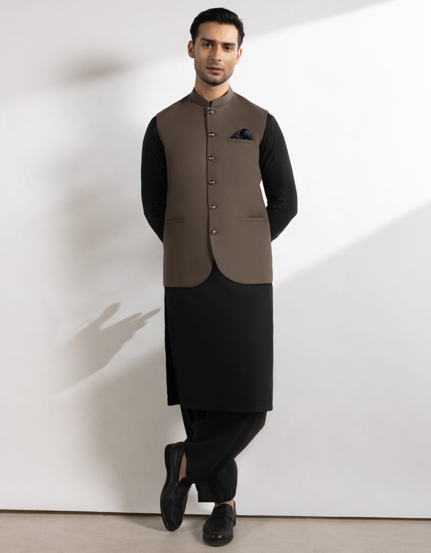 CHESTNUT BROWN SUITING WAISTCOAT