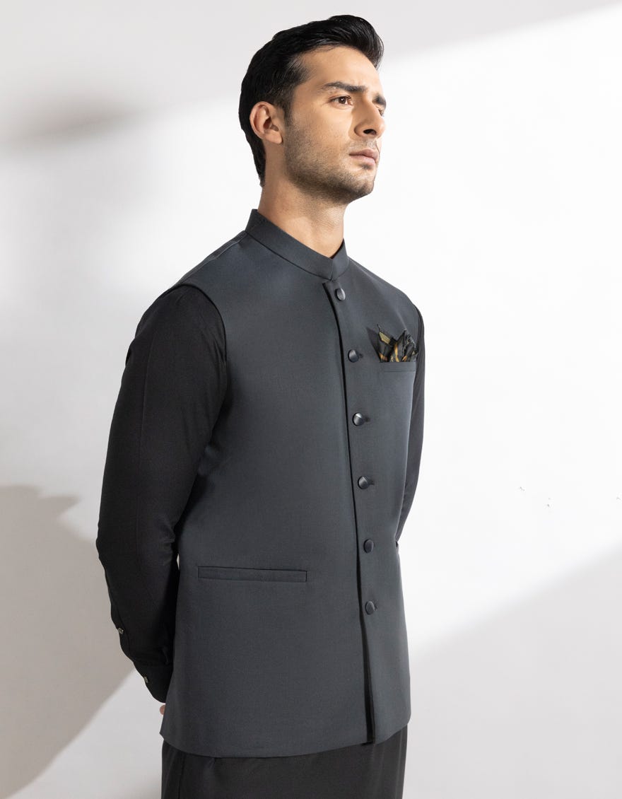 CHARCOAL SUITING WAISTCOAT