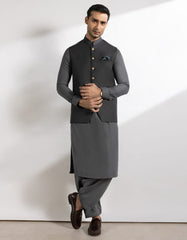 CHARCOAL SUITING WAISTCOAT