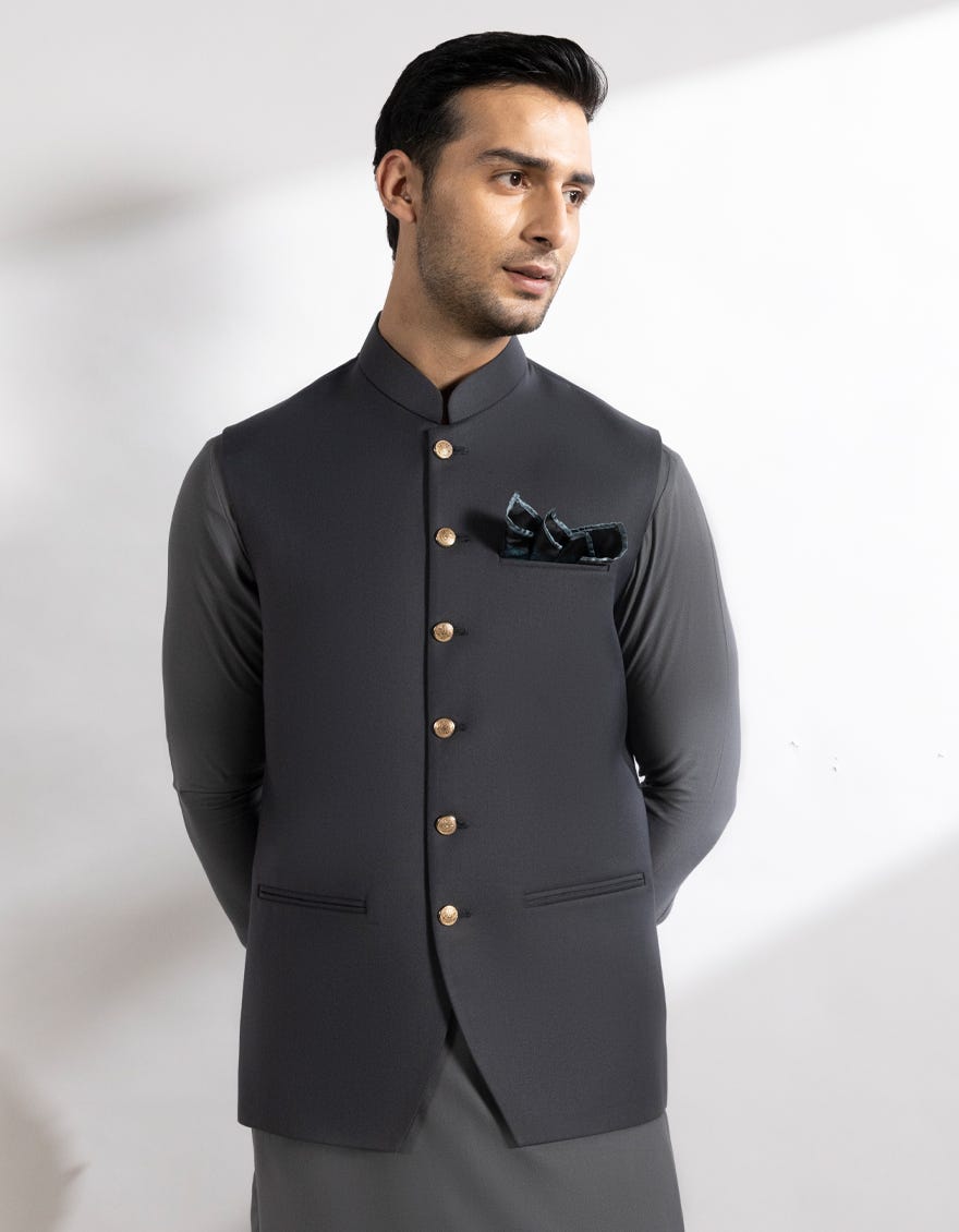 DARK GREY SUITING WAISTCOAT