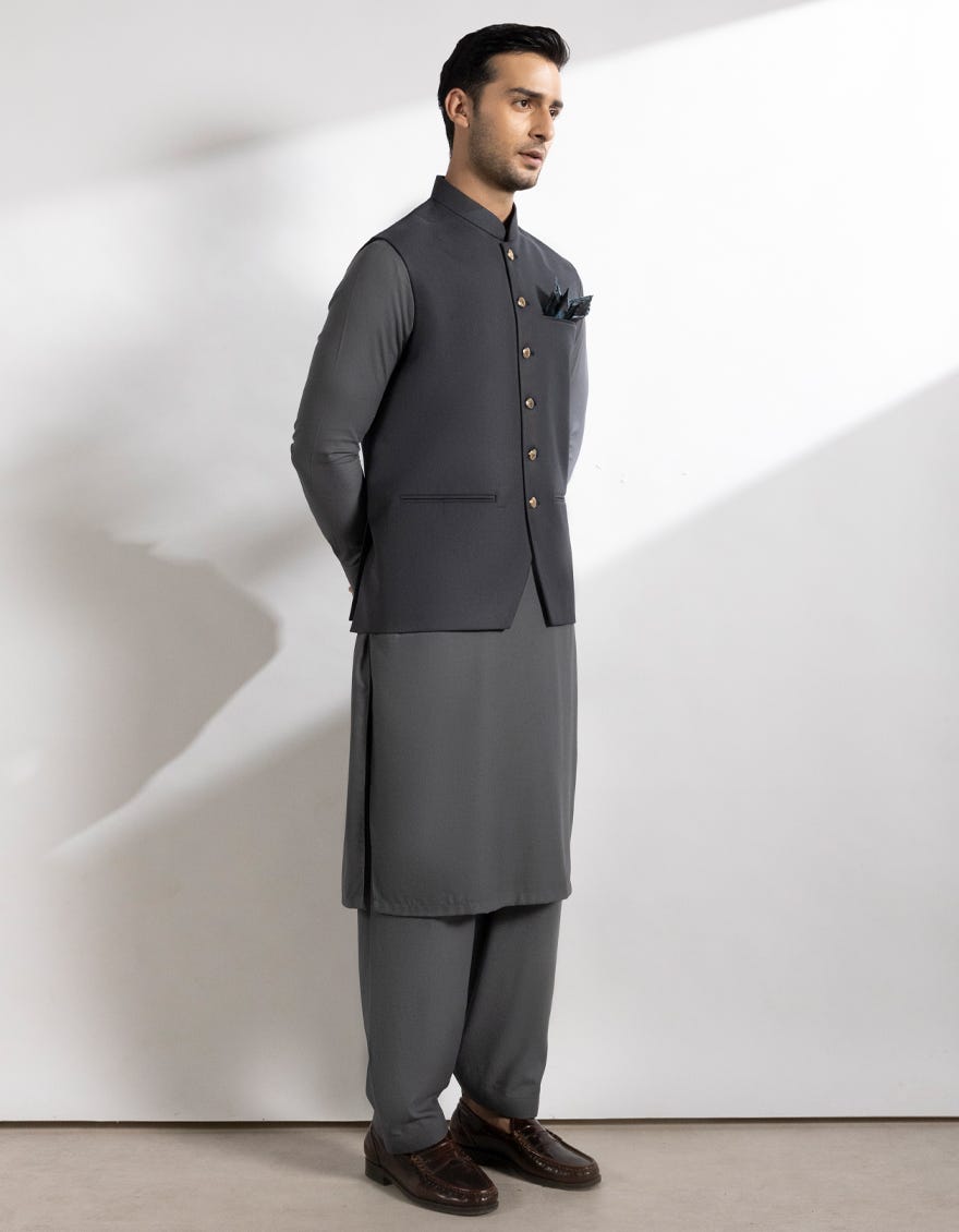DARK GREY SUITING WAISTCOAT