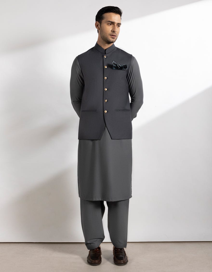 DARK GREY SUITING WAISTCOAT