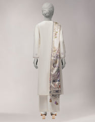 OFF WHITE LAWN EMBROIDERED STITCHED 3PC