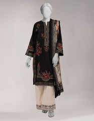BLACK LAWN EMBROIDERED STITCHED 3PC