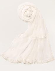 WHITE IMPURE CHIFFON DYED EMBROIDERED DUPATTA