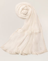 BEIGE IMPURE CHIFFON EMBROIDERED DUPATTA